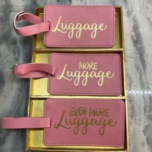 Eccolo Pink Luggage Tag Gift Set Gold Letter Stamping ID Tags